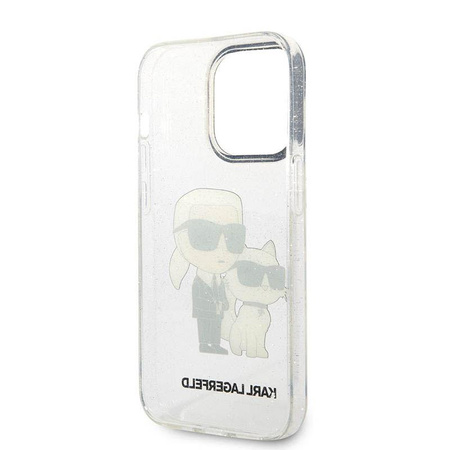 Karl Lagerfeld IML Glitter NFT Karl & Choupette - Coque iPhone 14 Pro Max (Transparent)