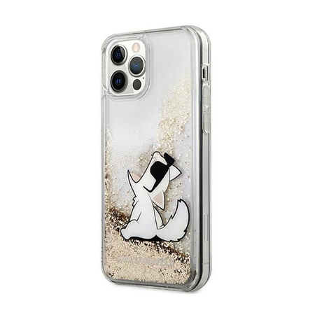 Karl Lagerfeld Liquid Glitter Choupette Fun - iPhone 12 / iPhone 12 Pro tok (arany)