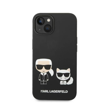 Karl Lagerfeld Flüssigsilikon Karl & Choupette MagSafe - Hülle für iPhone 14 Plus (Schwarz)