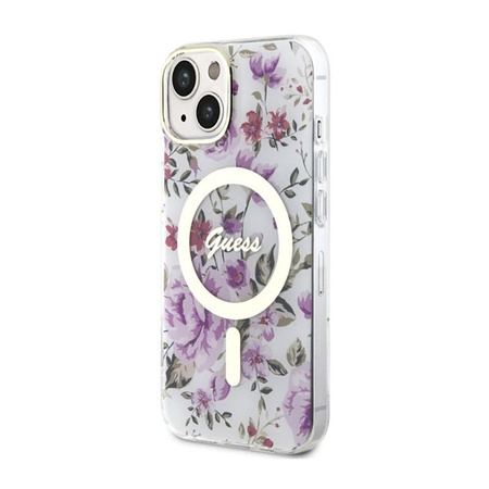 Guess Flower MagSafe - Schutzhülle für iPhone 14 (Transparent)