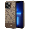 Guess 4G Bottom Stripe Metal Logo Collection - Case for iPhone 14 Pro (Brown)