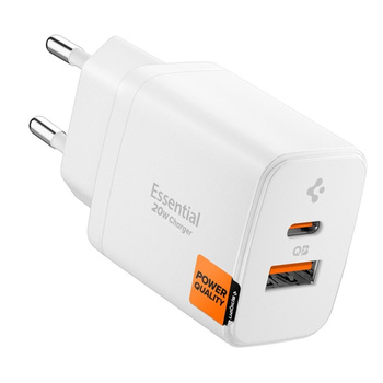 Spigen Essential EE202EU GaN Pro - USB-C + USB-A 20W Wandladegerät (Weiß)