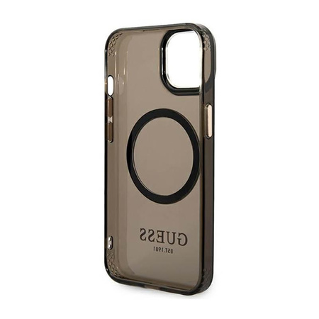 Guess Gold Outline Transluzent MagSafe - Hülle für iPhone 14 (Schwarz)