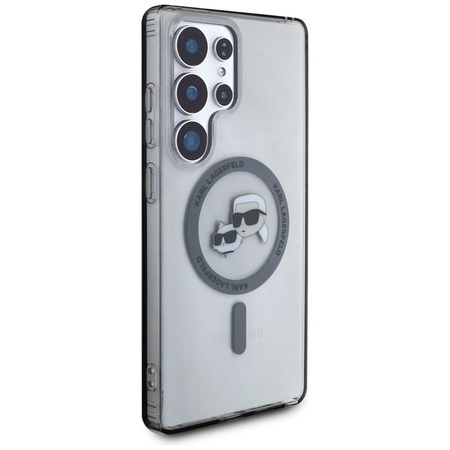 Karl Lagerfeld Button Karl & Choupette Heads Logo imprimé MagSafe - Étui Samsung Galaxy S25 Ultra (noir)