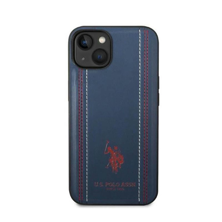US Polo Assn Leather Stitch - pouzdro pro iPhone 14 Plus (tmavě modré)