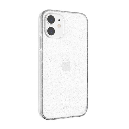 Crong Glitter tok - iPhone 12 / iPhone 12 Pro tok (átlátszó/ezüst)