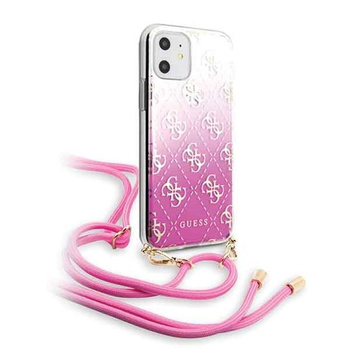Guess 4G Gradient Hard Case - Case with detachable lanyard iPhone 11 (Pink)