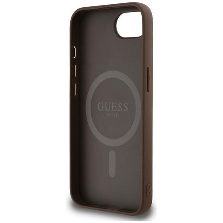 Guess 4G Circle Classic Logo MagSafe - Pouzdro na iPhone 16e (hnědé)