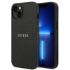 Guess Saffiano Metal Logo Stripes - Etui iPhone 14 (czarny)