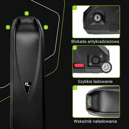 Green Cell - Baterie pro elektrokola s nabíječkou 48V 18Ah 864Wh Li-Ion XLR 3 PIN