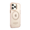 Guess Gold Outline Transluzentes MagSafe - Hülle für iPhone 13 Pro Max (Pink)