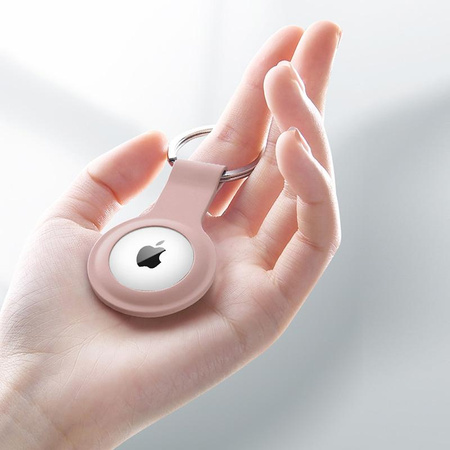 Crong Silicone Case with Key Ring - Schutzhülle für Apple AirTag Schlüsselanhänger (Sand Pink)
