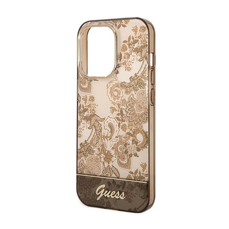 Guess Porcelain Collection - Tasche für iPhone 14 Pro (Ocker)