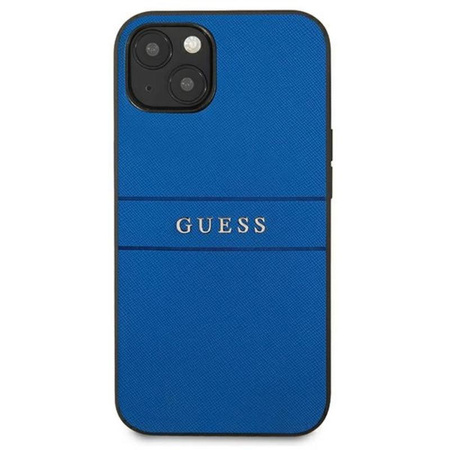 Guess Saffiano Metal Logo Stripes - Case for iPhone 13 mini (Blue)