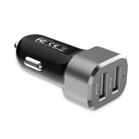 Caricabatterie per auto Crong Power 24W - Caricabatterie per auto 2xUSB 2.4A (alluminio)