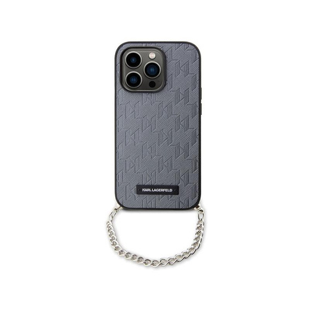 Karl Lagerfeld Saffiano Monogram Chain - Hülle für iPhone 14 Pro Max (Silber)