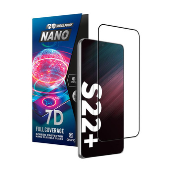Crong 7D Nano Flexible Glass - Verre hybride 9H pour l'ensemble de l'écran du Samsung Galaxy S22+