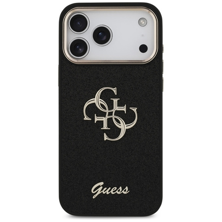 Guess Fixed Glitter Big 4G Metal Frame - Pouzdro iPhone 17 Pro Max (černý)