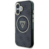 Guess IML Metall Glitter 4G Circle Triangle MagSafe - Hülle für iPhone 16 (schwarz)