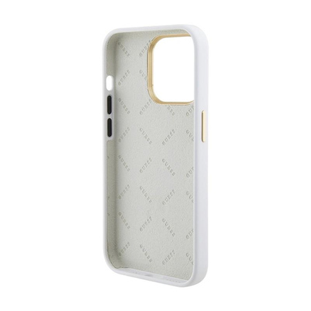 Coque Guess Silicone Logo Strass 4G - iPhone 15 Pro Max Case (blanc)