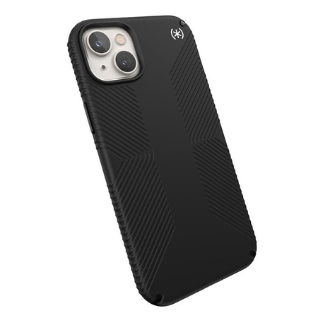 Speck Presidio2 Grip - Csúszásgátló tok iPhone 15 Plus / 14 Plus készülékhez (fekete / fekete / fehér)