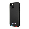 BMW Leder Hot Stamp Tricolor MagSafe - Tasche für iPhone 14 Plus (Schwarz)