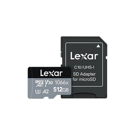 Lexar MicroSDXC - 512 GB Class 10 UHS-I U3 carte mémoire 120/160 MB/s avec adaptateur