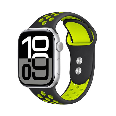 Crong Duo Sport - Apple Watch szíj 38/40/41/42 mm (fekete/lime)