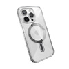 Speck Presidio Perfect-Clear Grip ClickLock & MagSafe - Coque pour iPhone 15 Pro (Transparent / Finition Chrome / Argent Serein)