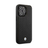 BMW Leather Diamond Pattern - Tasche für iPhone 14 Pro (Schwarz)