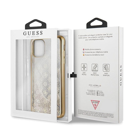 Guess 4G Peony Liquid Glitter - pouzdro pro iPhone 11 Pro Max (zlaté)