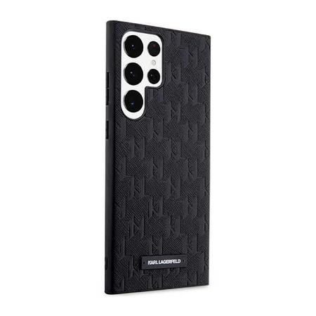 Karl Lagerfeld Saffiano Monogram fém logó - Samsung Galaxy S23 Ultra tok (fekete)