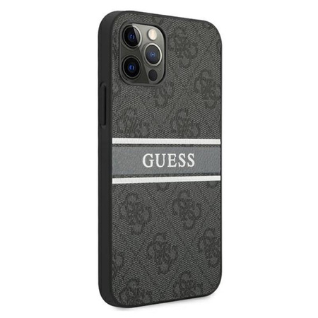 Guess 4G nyomtatott csíkos - iPhone 12 Pro Max tok (szürke)