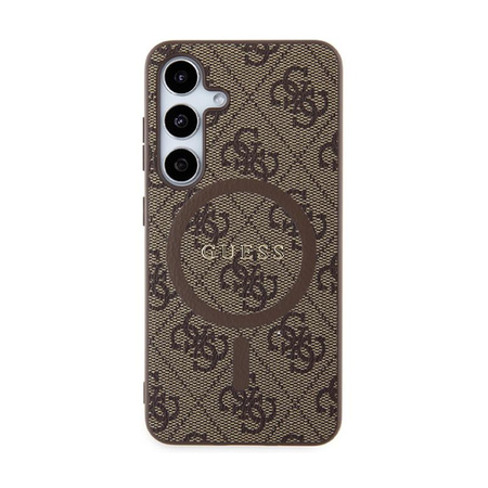 Guess 4G Kollektion Leder Metall Logo MagSafe - Samsung Galaxy S24 Tasche (braun)