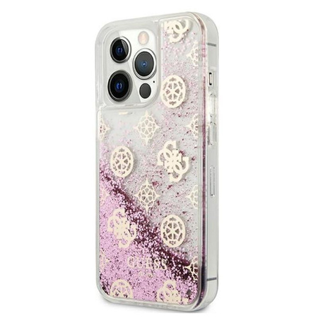 Guess Peony Liquid Glitter - pouzdro pro iPhone 13 Pro (růžové)