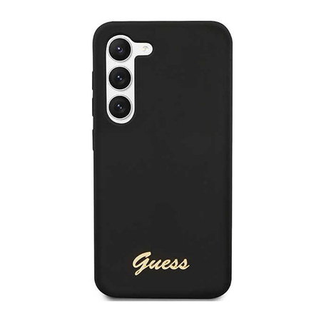 Guess Silicone Script Metal Logo - pouzdro pro Samsung Galaxy S23+ (černé)