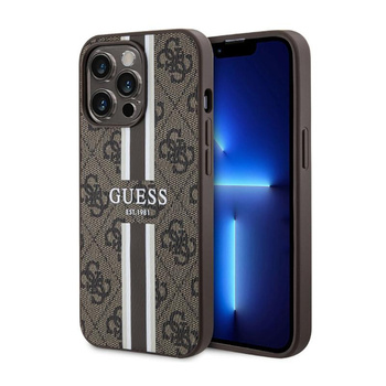 Guess 4G Printed Stripes MagSafe - Schutzhülle für iPhone 13 Pro Max (Braun)