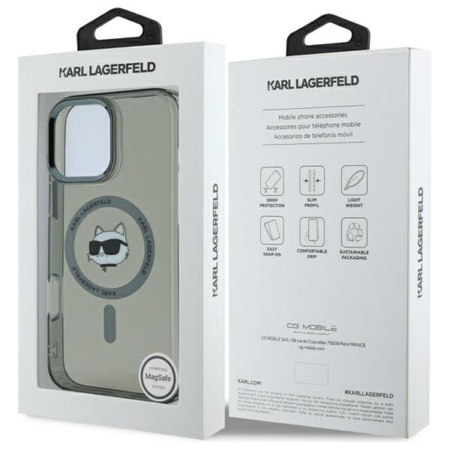 Karl Lagerfeld IML Metall Choupette Kopf MagSafe - iPhone 16 Pro Max Tasche (schwarz)