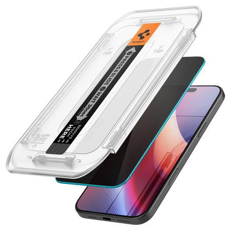 Spigen GLAS.TR EZ FIT Privacy 2-Pack - Edzett üveg adatvédelmi szűrővel iPhone 16 Pro készülékhez 2 db