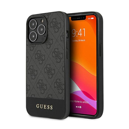 Collection 4G Bottom Stripe de Guess - Coque pour iPhone 13 Pro (gris)