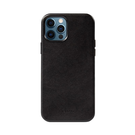 Crong Essential Cover - iPhone 12 Pro Max Hülle aus Kunstleder (Schwarz)