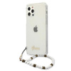 Guess White Pearl Strap - Case iPhone 12 / iPhone 12 Pro (Clear)