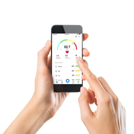 Alpina - Balance intelligente avec analyseur de composition corporelle IMC, bluetooth, app (noir)