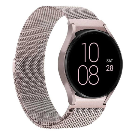 Bracelet magnétique milanais PURO - Bracelet en acier inoxydable pour Samsung Galaxy Watch 5 / Watch 5 Pro / Watch 4 / Watch 4 Classic (or rose)