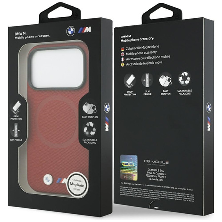 Etui do iPhone 17 Pro do MagSafe BMW M Oryginalny Czerwony Skórzany Case