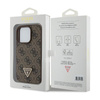 Guess Leder 4G Triangle Strass - iPhone 15 Pro Tasche (braun)