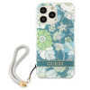 Guess Flower Cord - Etui avec dragonne iPhone 13 Pro Max (Vert)