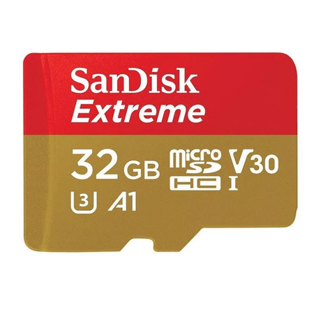 SanDisk Extreme microSDHC - 32 GB-os memóriakártya A1 V30 UHS-I U3 100/60 MB/s adapterrel