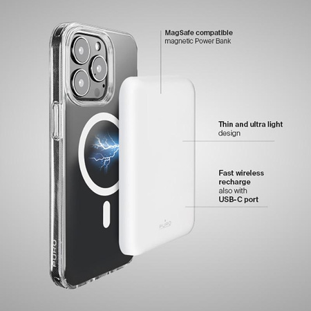 PURO Slim PowerMag Power Bank – Power Bank indukcyjny 4000 mAh MagSafe (biały)