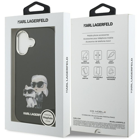 Karl Lagerfeld IML Aquarelle Karl & Choupette & Logo MagSafe - iPhone 17 tok (fekete)